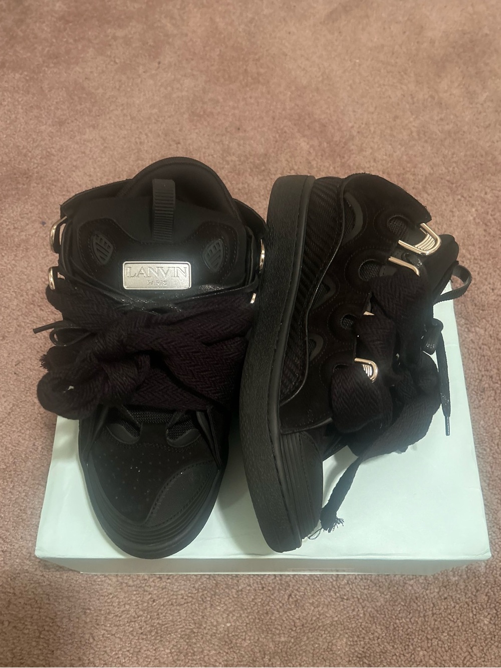 Black Lanvin Curb Sneakers - Picture 2 of 5